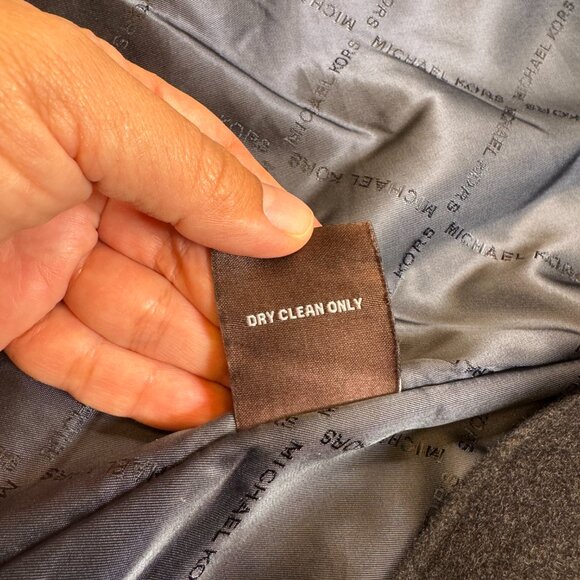 Men's Michael Kors Charcoal Gray Wool Blend Car Coat Overcoat XL Striped Scarf - Picture 6 of 15